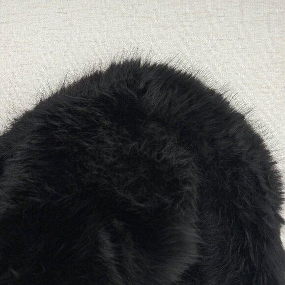 Black Party Women's Lapel Patchwork Faux Fur Cinched Waist Slim Fit Jacket - Picture 6 of 6